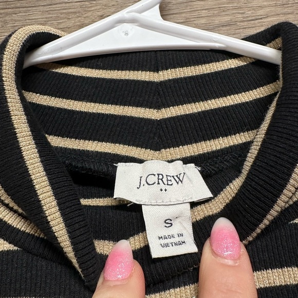J. Crew Black and Tan Fitted Ribbed Long Sleeve Tee - Picture 4 of 5